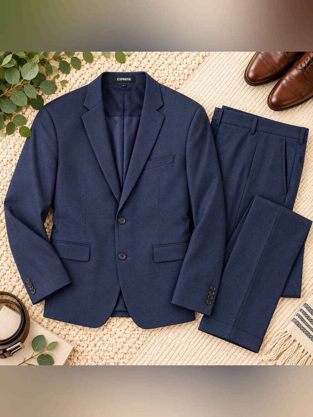 Express Extra Slim Navy Blue Men's Suit 32x32 Medium